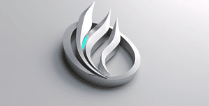 Un elegante logo tridimensionale in argento, composto da tre fiamme o petali stilizzati che si sovrappongono in un design circolare, posto centralmente su uno sfondo neutro, rappresenta il risultato finale di un processo di design ben eseguito.